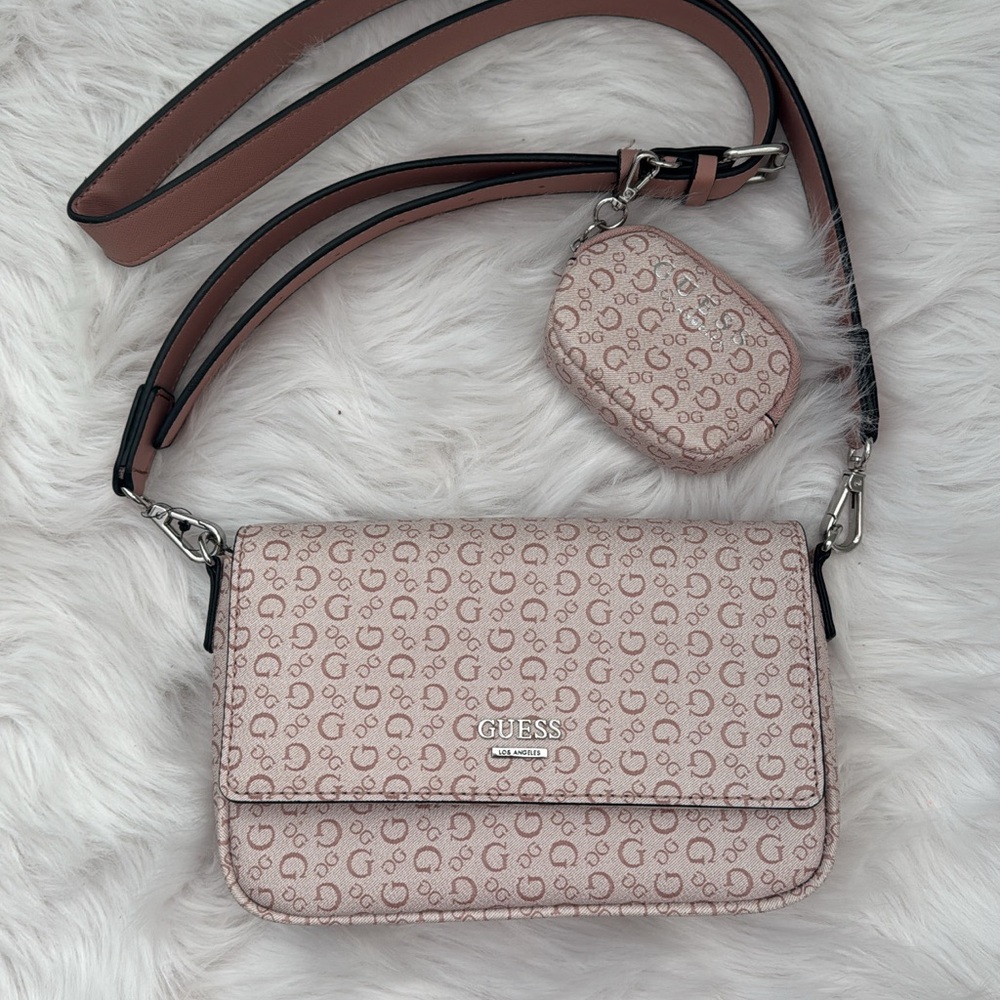 GUESS Light Pink Crossbody Bag with Pouch